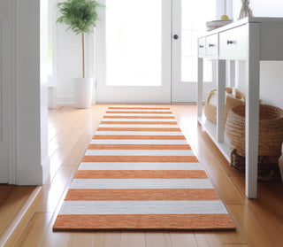 Piper Looms Mayfield Stripes AMF528 Salmon Machine Washable Area Rug Runner Lifestyle Image Feature