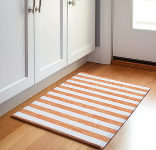 Piper Looms Mayfield Stripes AMF528 Salmon Machine Washable Area Rug Scatter Lifestyle Image Feature