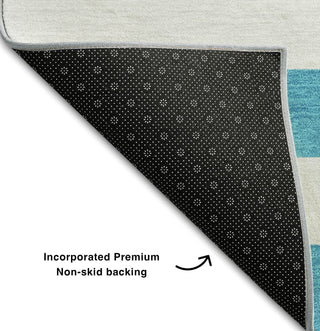Piper Looms Mayfield Stripes AMF528 Teal Machine Washable Area Rug Backing Image