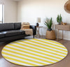 Piper Looms Mayfield Stripes AMF528 Yellow Machine Washable Area Rug Round Lifestyle Image Feature