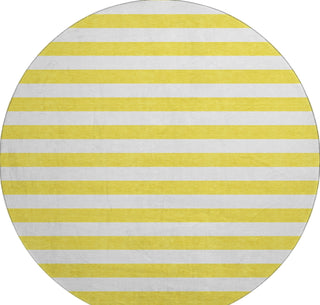 Piper Looms Mayfield Stripes AMF528 Yellow Machine Washable Area Rug Round Main Image