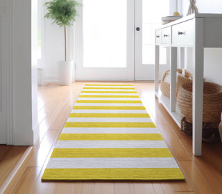 Piper Looms Mayfield Stripes AMF528 Yellow Machine Washable Area Rug Runner Lifestyle Image Feature