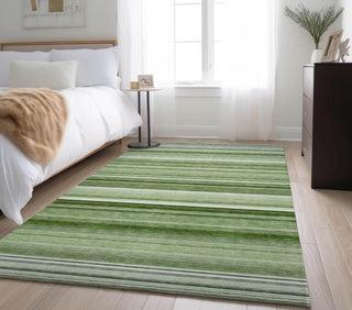 Piper Looms Mayfield Stripes AMF529 Aloe Machine Washable Area Rug Lifestyle Image Feature