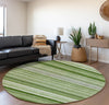 Piper Looms Mayfield Stripes AMF529 Aloe Machine Washable Area Rug Round Lifestyle Image Feature