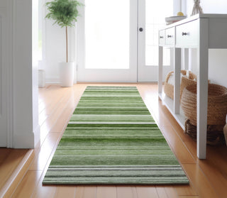 Piper Looms Mayfield Stripes AMF529 Aloe Machine Washable Area Rug Runner Lifestyle Image Feature