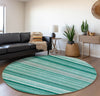 Piper Looms Mayfield Stripes AMF529 Aqua Machine Washable Area Rug Round Lifestyle Image Feature