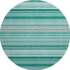 Piper Looms Mayfield Stripes AMF529 Aqua Machine Washable Area Rug Round Main Image