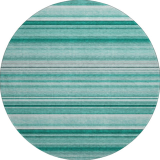 Piper Looms Mayfield Stripes AMF529 Aqua Machine Washable Area Rug Round Main Image