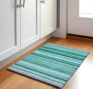 Piper Looms Mayfield Stripes AMF529 Aqua Machine Washable Area Rug Scatter Lifestyle Image Feature