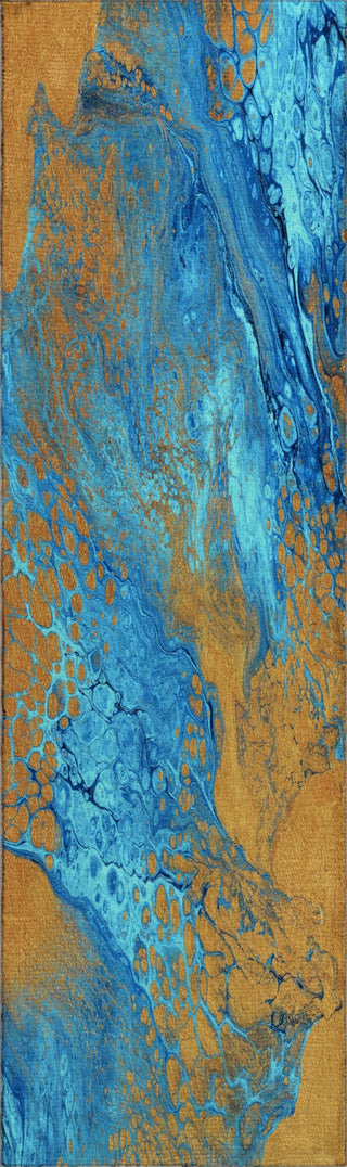 Piper Looms Mayfield Abstract AMF53 Cobalt Machine Washable Area Rug Runner Main Image