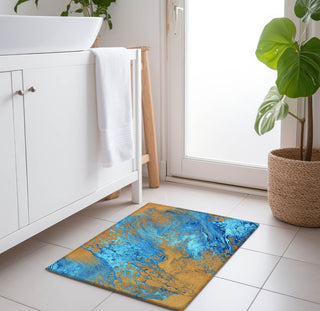 Piper Looms Mayfield Abstract AMF53 Cobalt Machine Washable Area Rug Scatter Lifestyle Image Feature