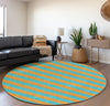 Piper Looms Mayfield Stripes AMF530 Aqua Machine Washable Area Rug Round Lifestyle Image Feature