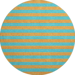 Piper Looms Mayfield Stripes AMF530 Aqua Machine Washable Area Rug Round Main Image