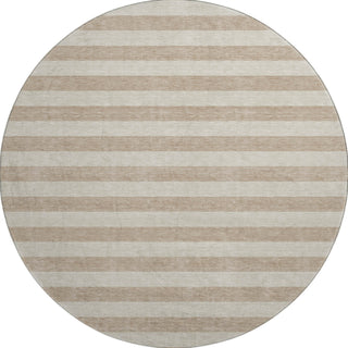 Piper Looms Mayfield Stripes AMF530 Beige Machine Washable Area Rug Round Main Image