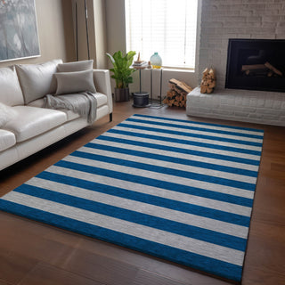 Piper Looms Mayfield Stripes AMF530 Blue Machine Washable Area Rug Lifestyle Image Feature