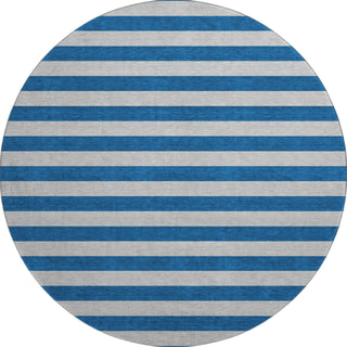 Piper Looms Mayfield Stripes AMF530 Blue Machine Washable Area Rug Round Main Image