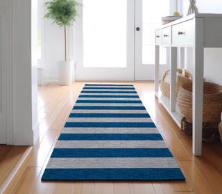 Piper Looms Mayfield Stripes AMF530 Blue Machine Washable Area Rug Runner Lifestyle Image Feature