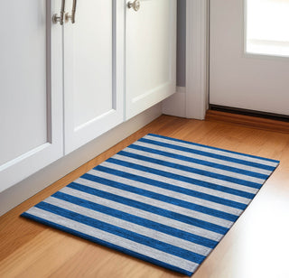 Piper Looms Mayfield Stripes AMF530 Blue Machine Washable Area Rug Scatter Lifestyle Image Feature