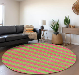 Piper Looms Mayfield Stripes AMF530 Blush Machine Washable Area Rug Round Lifestyle Image Feature