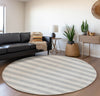 Piper Looms Mayfield Stripes AMF530 Pewter Machine Washable Area Rug Round Lifestyle Image Feature