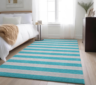 Piper Looms Mayfield Stripes AMF530 Turquoise Machine Washable Area Rug Lifestyle Image Feature