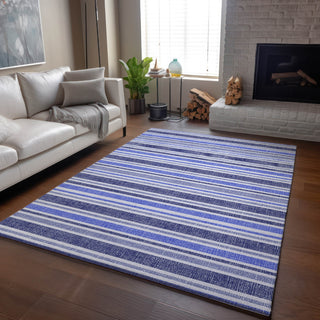 Piper Looms Mayfield Stripes AMF531 Blue Machine Washable Area Rug Lifestyle Image Feature
