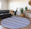 Piper Looms Mayfield Stripes AMF531 Blue Machine Washable Area Rug Round Lifestyle Image Feature