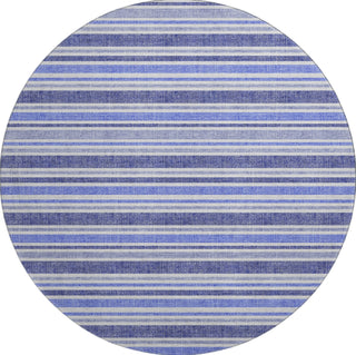 Piper Looms Mayfield Stripes AMF531 Blue Machine Washable Area Rug Round Main Image