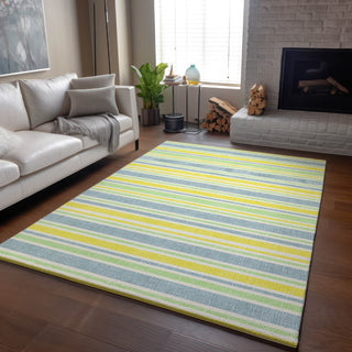 Piper Looms Mayfield Stripes AMF531 Denim Machine Washable Area Rug Lifestyle Image Feature