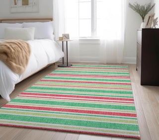 Piper Looms Mayfield Stripes AMF531 Green Machine Washable Area Rug Lifestyle Image Feature