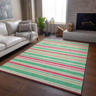 Piper Looms Mayfield Stripes AMF531 Green Machine Washable Area Rug Lifestyle Image Feature