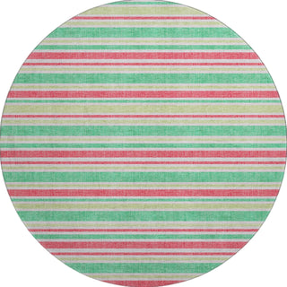 Piper Looms Mayfield Stripes AMF531 Green Machine Washable Area Rug Round Main Image