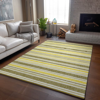 Piper Looms Mayfield Stripes AMF531 Khaki Machine Washable Area Rug Lifestyle Image Feature