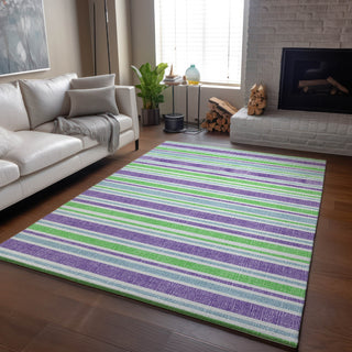Piper Looms Mayfield Stripes AMF531 Lime Machine Washable Area Rug Lifestyle Image Feature