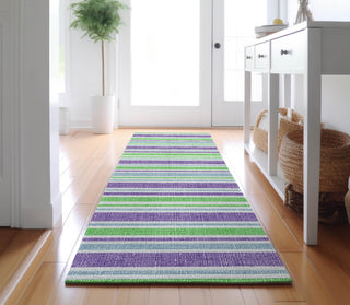 Piper Looms Mayfield Stripes AMF531 Lime Machine Washable Area Rug Runner Lifestyle Image Feature