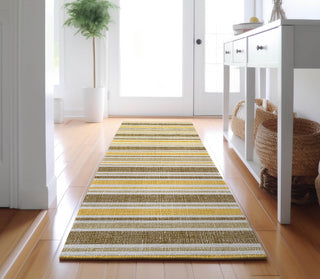 Piper Looms Mayfield Stripes AMF531 Mocha Machine Washable Area Rug Runner Lifestyle Image Feature