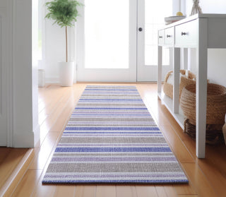 Piper Looms Mayfield Stripes AMF531 Navy Machine Washable Area Rug Runner Lifestyle Image Feature