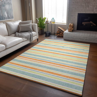 Piper Looms Mayfield Stripes AMF531 Orange Machine Washable Area Rug Lifestyle Image Feature