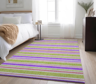 Piper Looms Mayfield Stripes AMF531 Purple Machine Washable Area Rug Lifestyle Image Feature