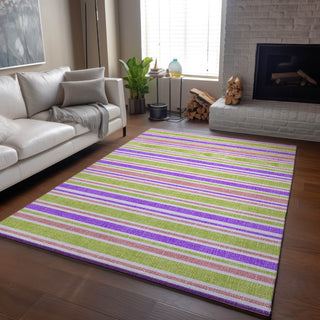 Piper Looms Mayfield Stripes AMF531 Purple Machine Washable Area Rug Lifestyle Image Feature
