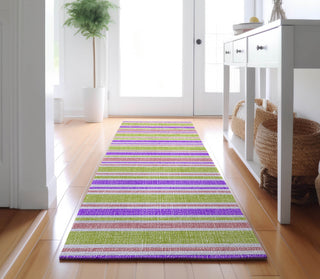 Piper Looms Mayfield Stripes AMF531 Purple Machine Washable Area Rug Runner Lifestyle Image Feature