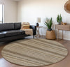 Piper Looms Mayfield Stripes AMF531 Taupe Machine Washable Area Rug Round Lifestyle Image Feature