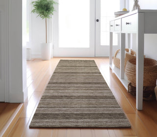Piper Looms Mayfield Stripes AMF531 Taupe Machine Washable Area Rug Runner Lifestyle Image Feature