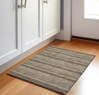 Piper Looms Mayfield Stripes AMF531 Taupe Machine Washable Area Rug Scatter Lifestyle Image Feature