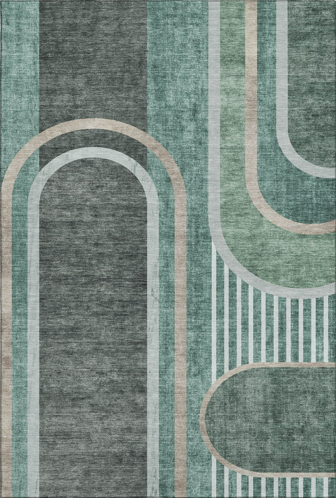 Piper Looms Mayfield Art Deco AMF532 Emerald Machine Washable Area Rug main image