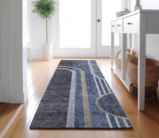 Piper Looms Mayfield Art Deco AMF532 Navy Machine Washable Area Rug Runner Lifestyle Image Feature