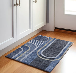 Piper Looms Mayfield Art Deco AMF532 Navy Machine Washable Area Rug Scatter Lifestyle Image Feature