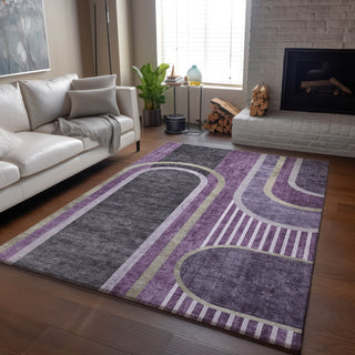 Piper Looms Mayfield Art Deco AMF532 Purple Machine Washable Area Rug Lifestyle Image Feature