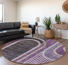 Piper Looms Mayfield Art Deco AMF532 Purple Machine Washable Area Rug Round Lifestyle Image Feature