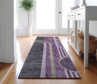 Piper Looms Mayfield Art Deco AMF532 Purple Machine Washable Area Rug Runner Lifestyle Image Feature